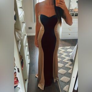 Black and cream/beige velvet gown XS